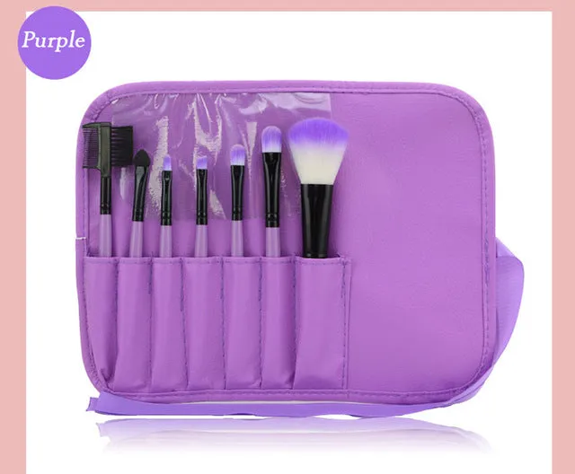 Professional 7 PCS Makeup Brushes Set Tools Make-up Toiletry Kit Wool Brand Make Up Brush Set Case Cosmetic Foundation Brush