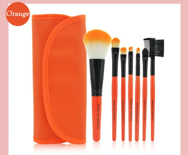 Professional 7 PCS Makeup Brushes Set Tools Make-up Toiletry Kit Wool Brand Make Up Brush Set Case Cosmetic Foundation Brush