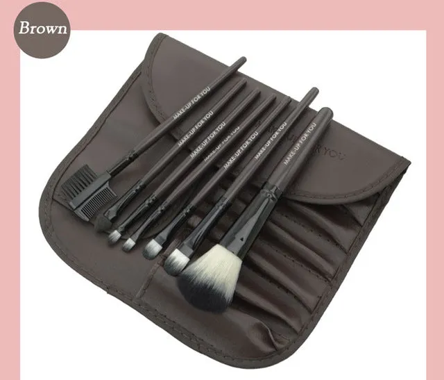 Professional 7 PCS Makeup Brushes Set Tools Make-up Toiletry Kit Wool Brand Make Up Brush Set Case Cosmetic Foundation Brush