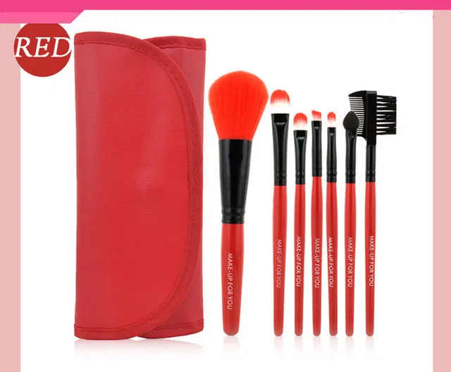 Professional 7 PCS Makeup Brushes Set Tools Make-up Toiletry Kit Wool Brand Make Up Brush Set Case Cosmetic Foundation Brush