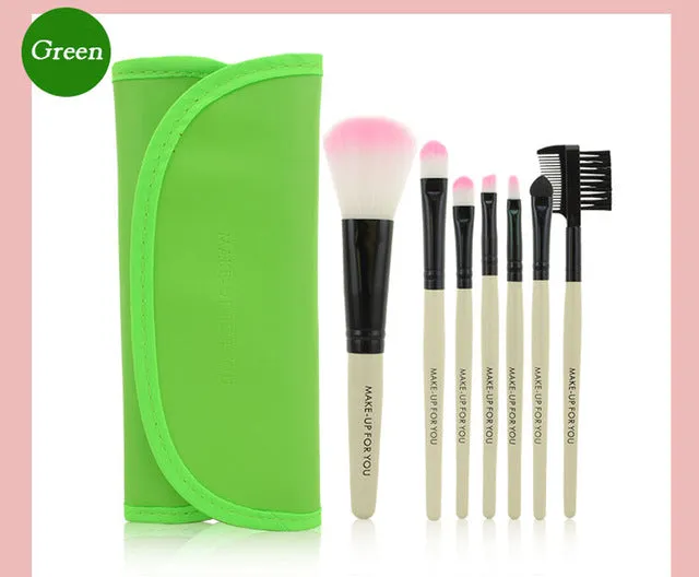 Professional 7 PCS Makeup Brushes Set Tools Make-up Toiletry Kit Wool Brand Make Up Brush Set Case Cosmetic Foundation Brush