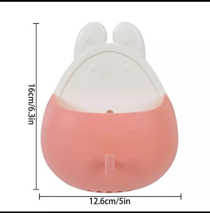 Rabbit Shape Wall Mounted Storage Box, Bathroom Toothbrush Toothpaste Holder, Self Adhesive Drain Rack With Hook