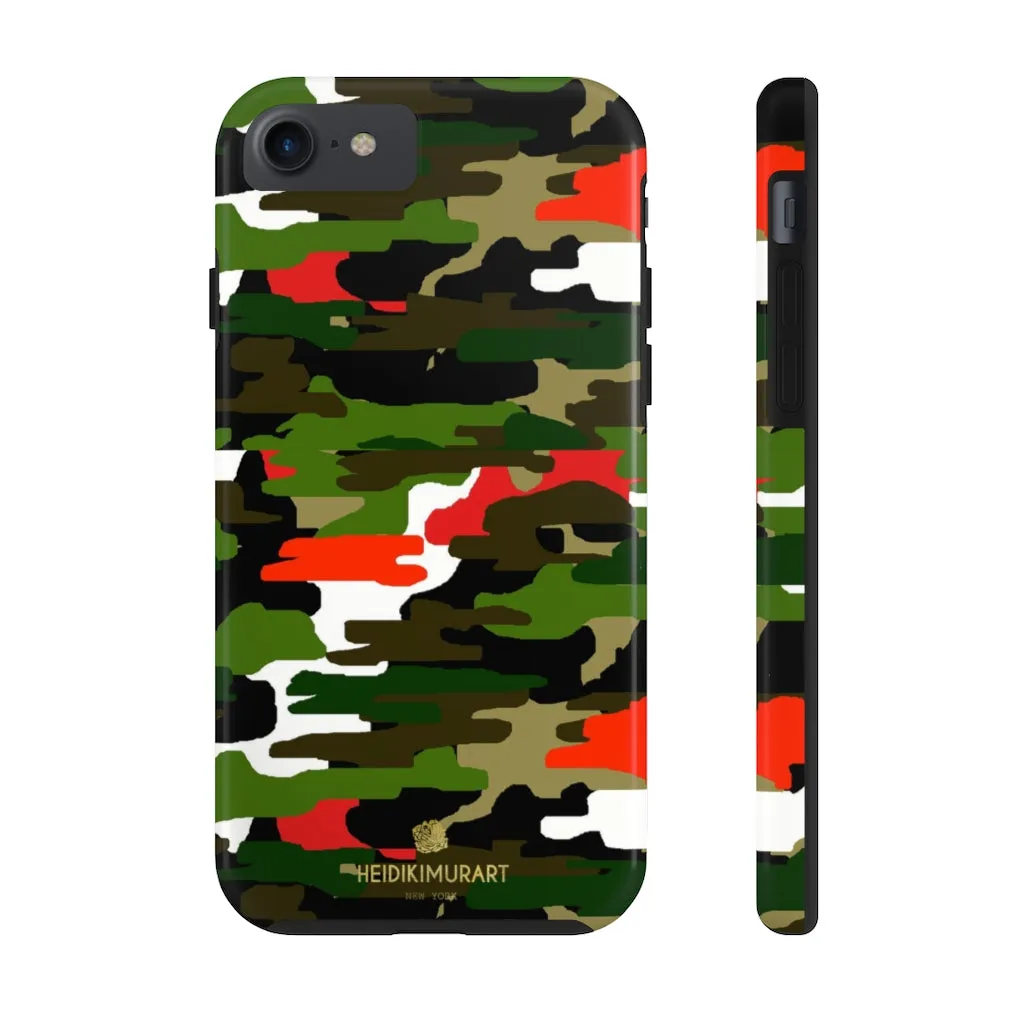 Red Green Camo iPhone Case, Classic Army Camouflage Case Mate Tough Phone Cases