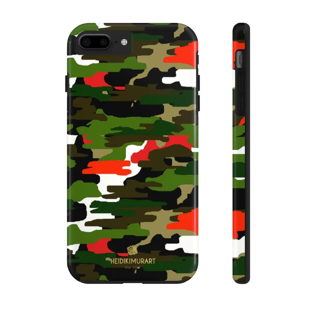 Red Green Camo iPhone Case, Classic Army Camouflage Case Mate Tough Phone Cases