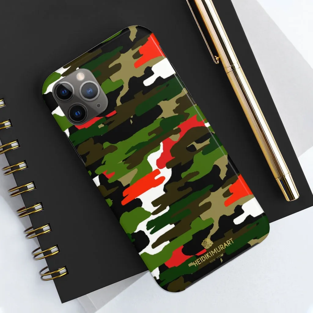 Red Green Camo iPhone Case, Classic Army Camouflage Case Mate Tough Phone Cases