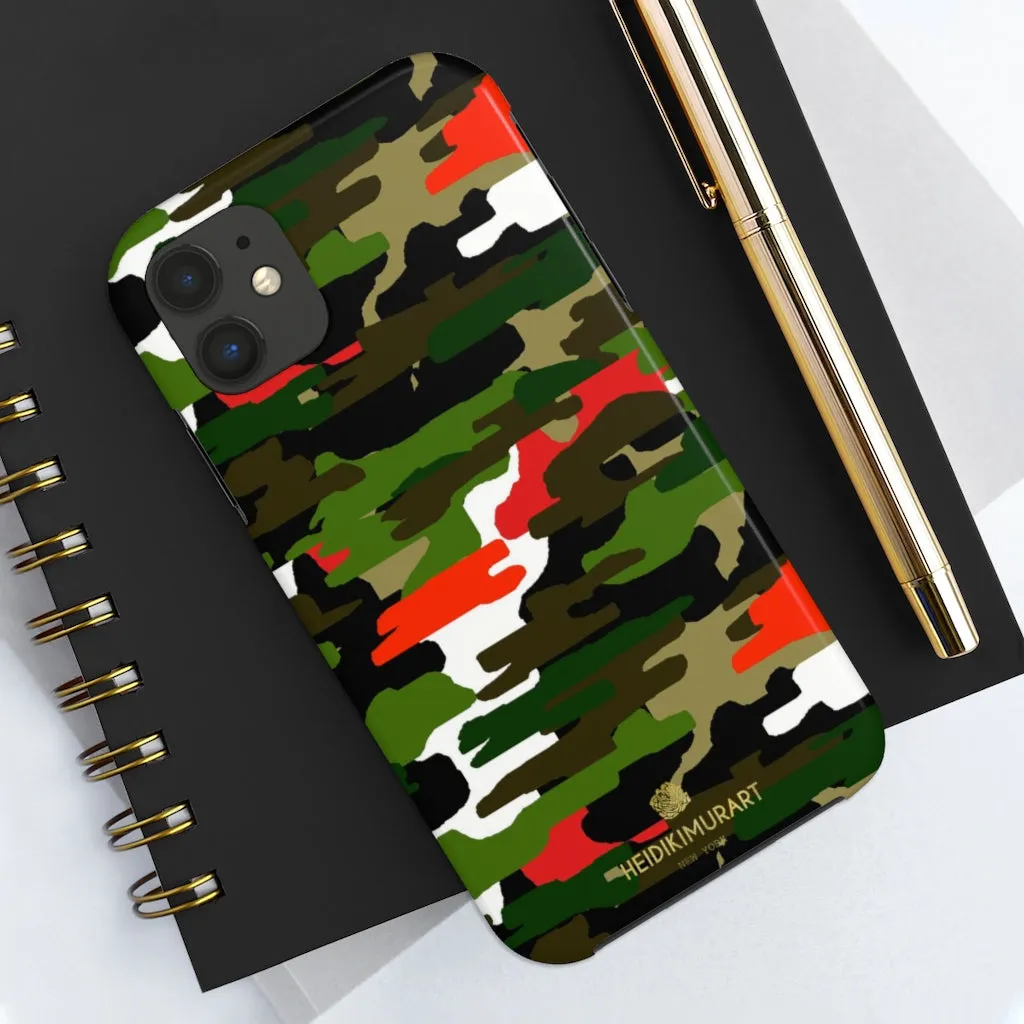 Red Green Camo iPhone Case, Classic Army Camouflage Case Mate Tough Phone Cases