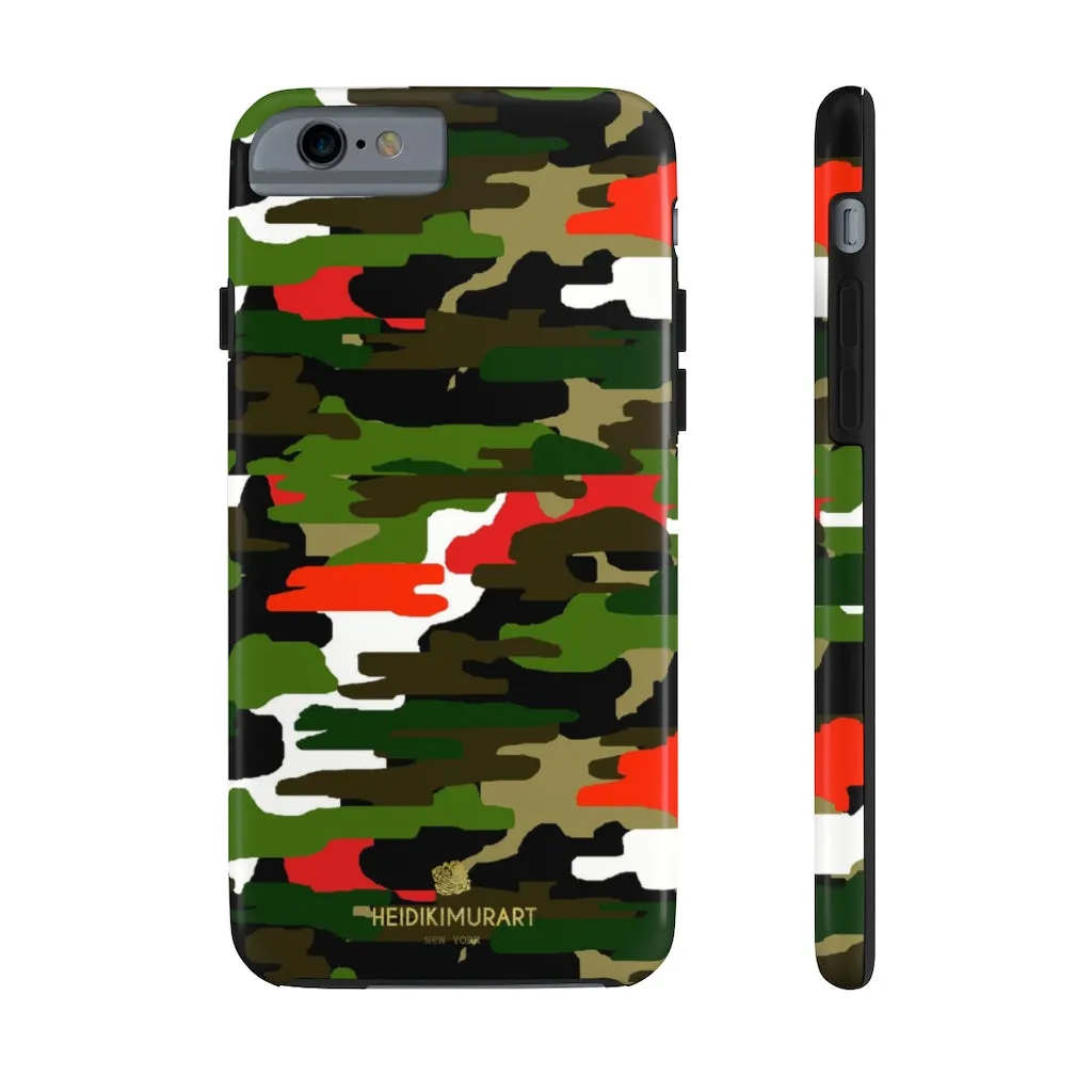 Red Green Camo iPhone Case, Classic Army Camouflage Case Mate Tough Phone Cases