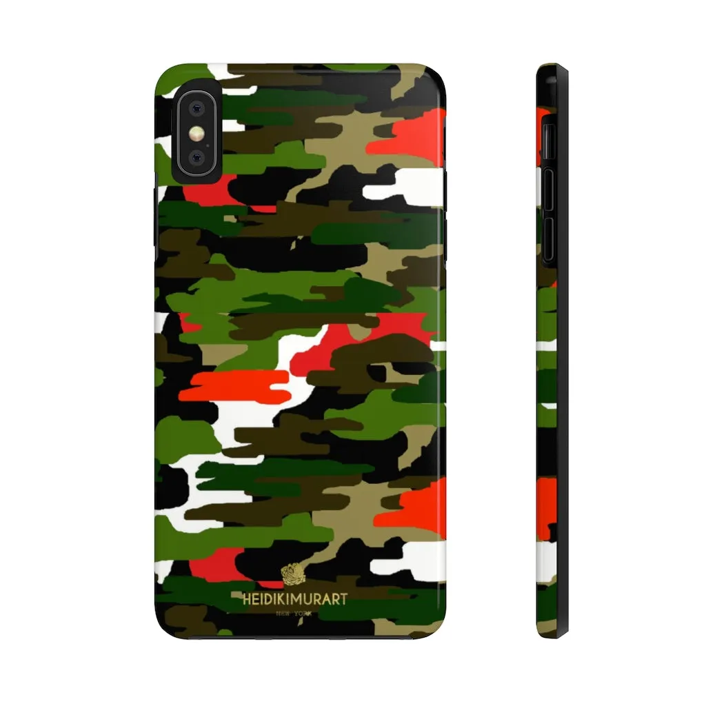 Red Green Camo iPhone Case, Classic Army Camouflage Case Mate Tough Phone Cases