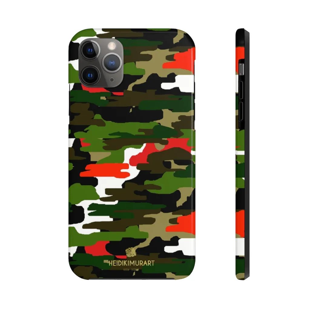 Red Green Camo iPhone Case, Classic Army Camouflage Case Mate Tough Phone Cases