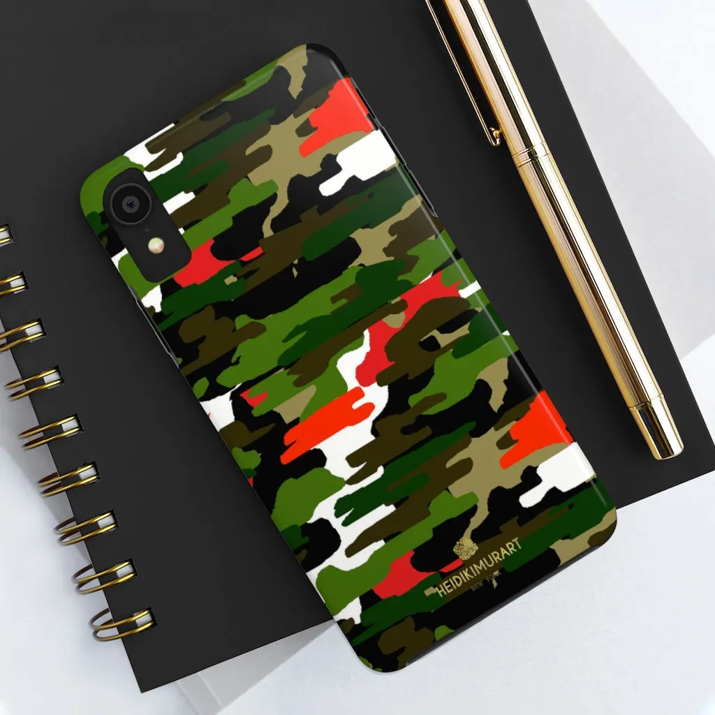 Red Green Camo iPhone Case, Classic Army Camouflage Case Mate Tough Phone Cases