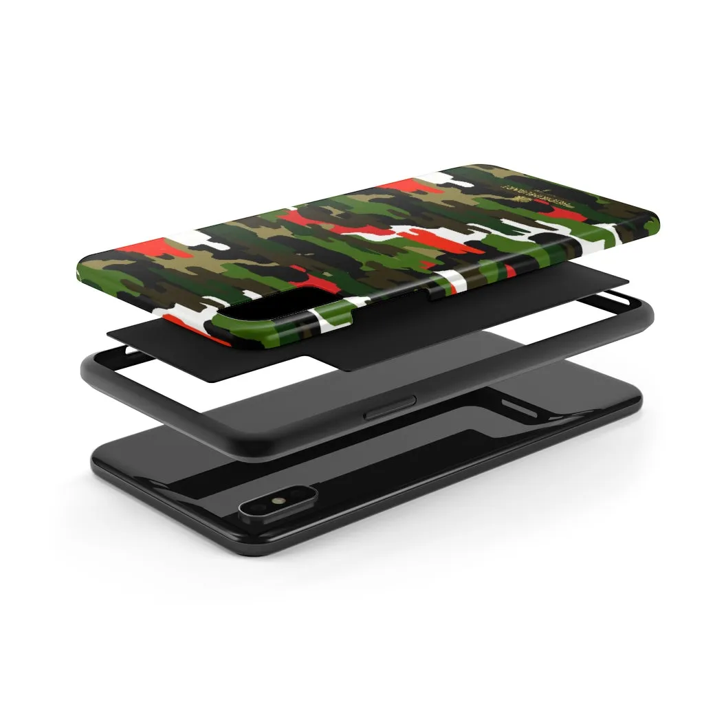 Red Green Camo iPhone Case, Classic Army Camouflage Case Mate Tough Phone Cases