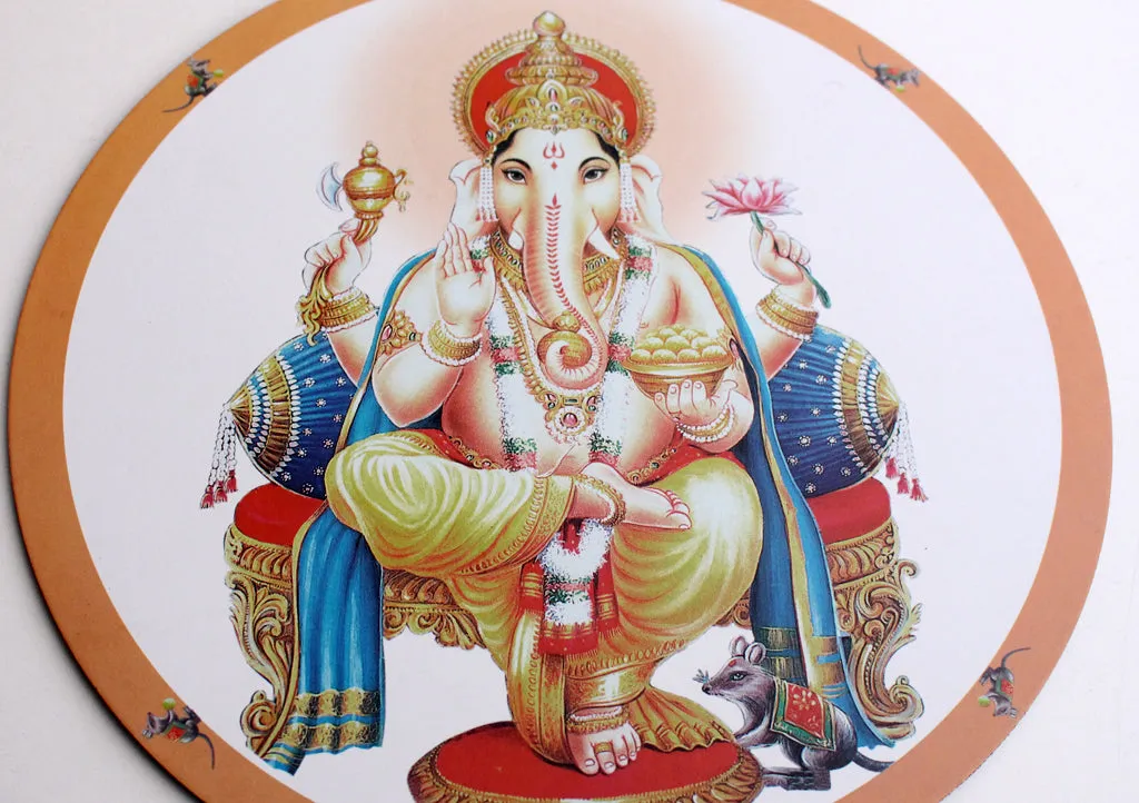 Round Soft Rubber Non Slip Lord Ganesh Printed Mouse Pad