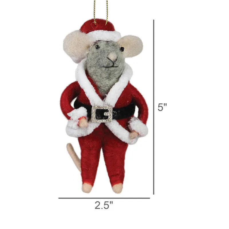 Santa Mouse Ornament, Felt