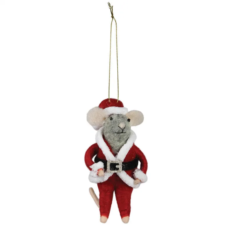 Santa Mouse Ornament, Felt