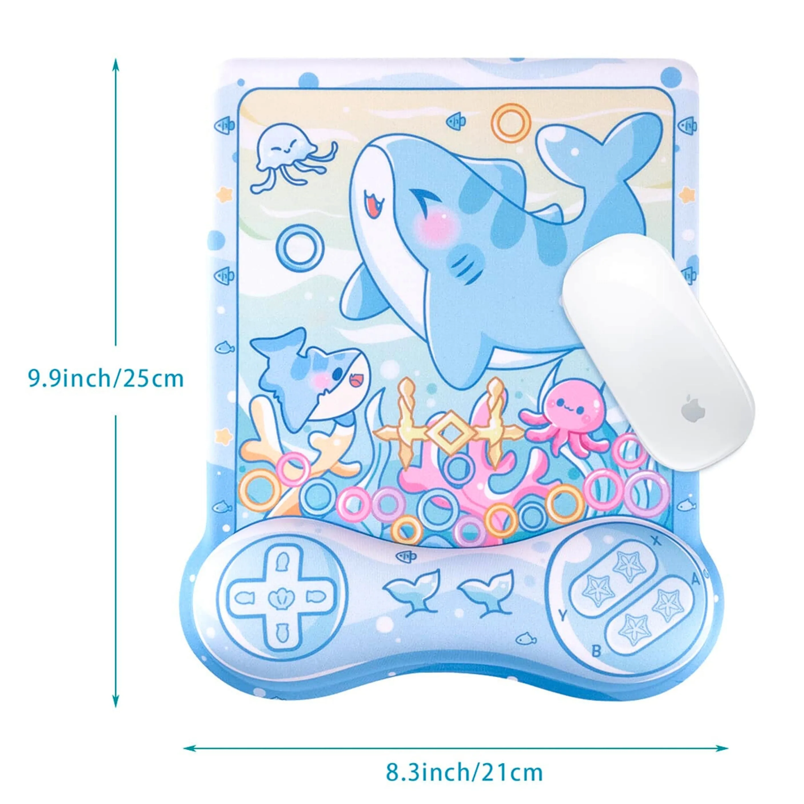 Shark Mousepad | Cute Kawaii Anime Pastel Blue