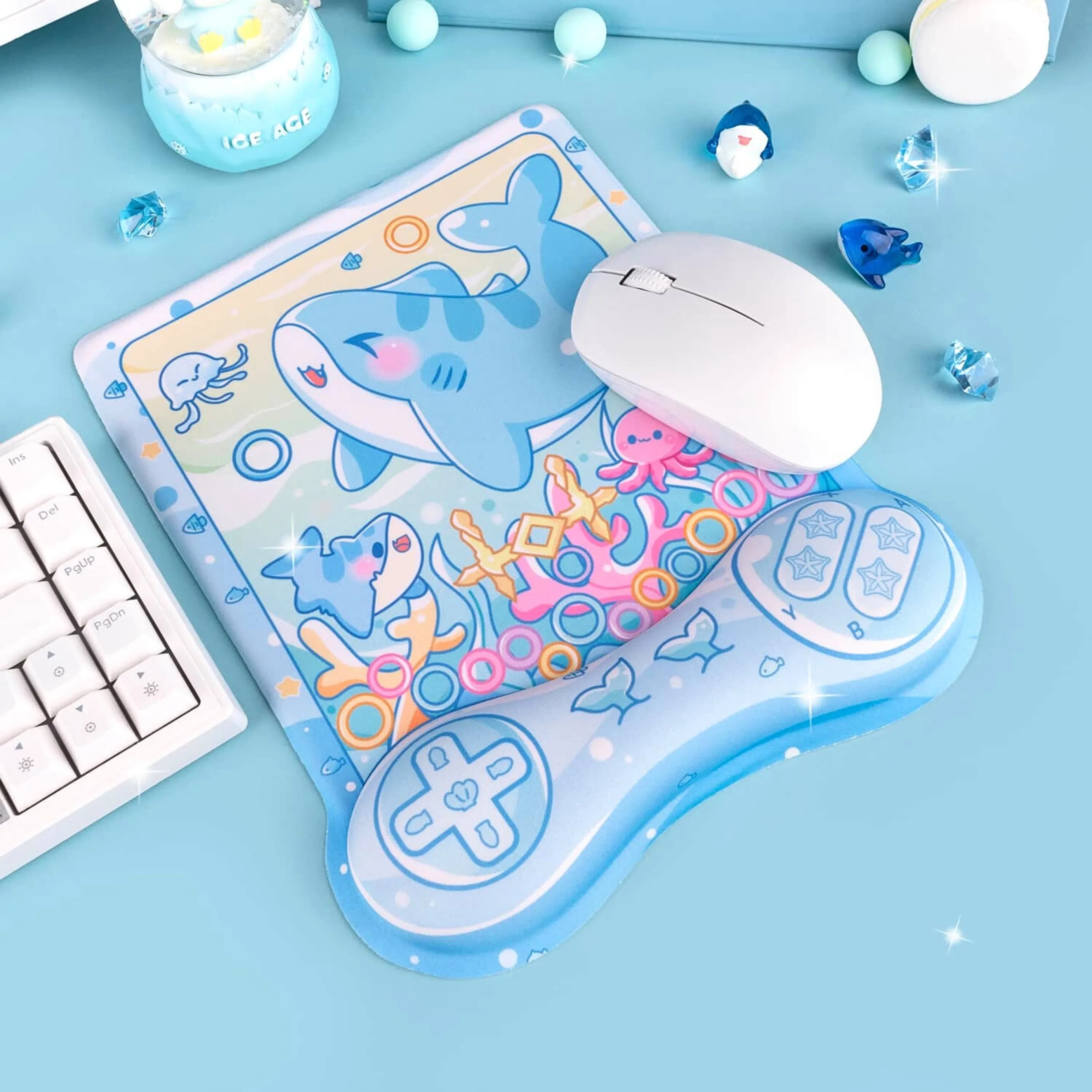 Shark Mousepad | Cute Kawaii Anime Pastel Blue