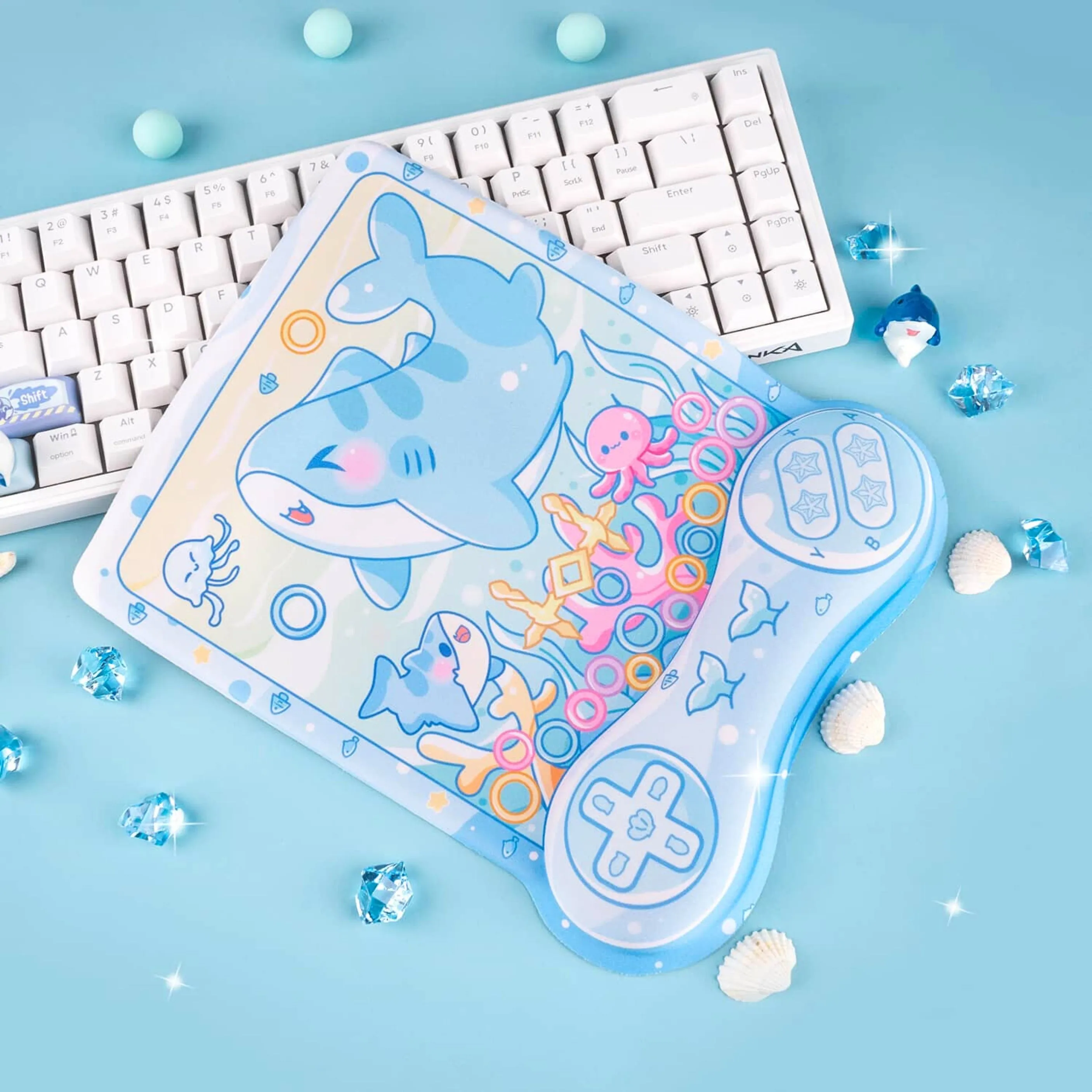 Shark Mousepad | Cute Kawaii Anime Pastel Blue