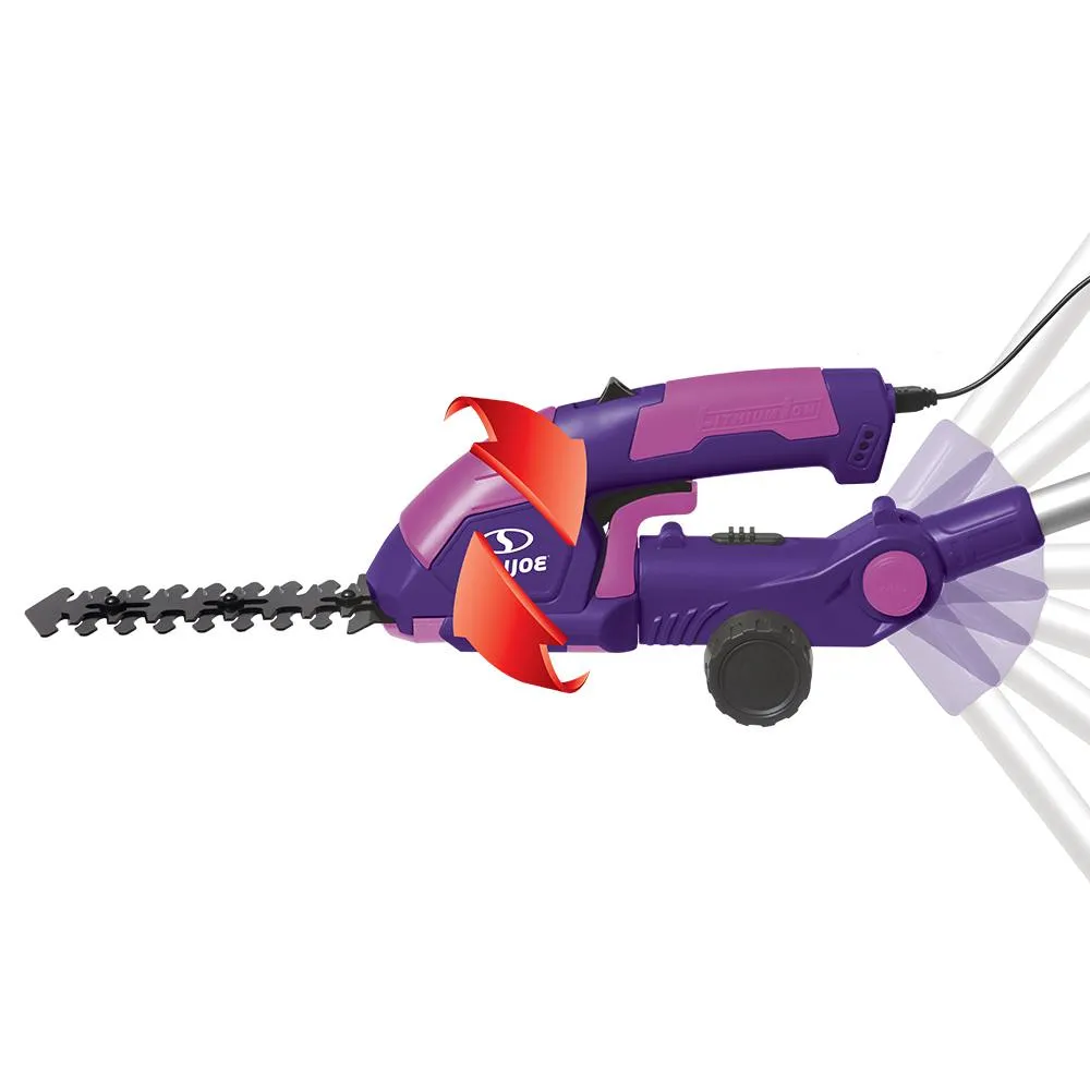 Sun Joe HJ605CC-PRP 2-in-1 Cordless Telescoping Grass Trimmer | 7.2 Volt (Purple)