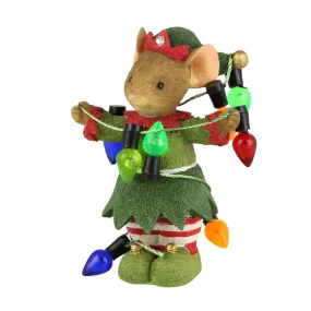 TANGLED IN LIGHTS MOUSE FIGURINE