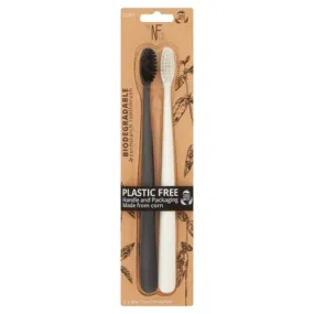 The Natural Family Co. Bio Toothbrush 2pk (Pirate Black and Ivory Desert)