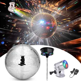 TheLAShop 16 inch Rotating Disco Ball and Spotlight Set RGB