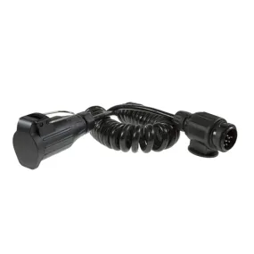 Trailer 13 Pin / 8 Pin Extension Lead 12N 2.5m Curly Female-Male