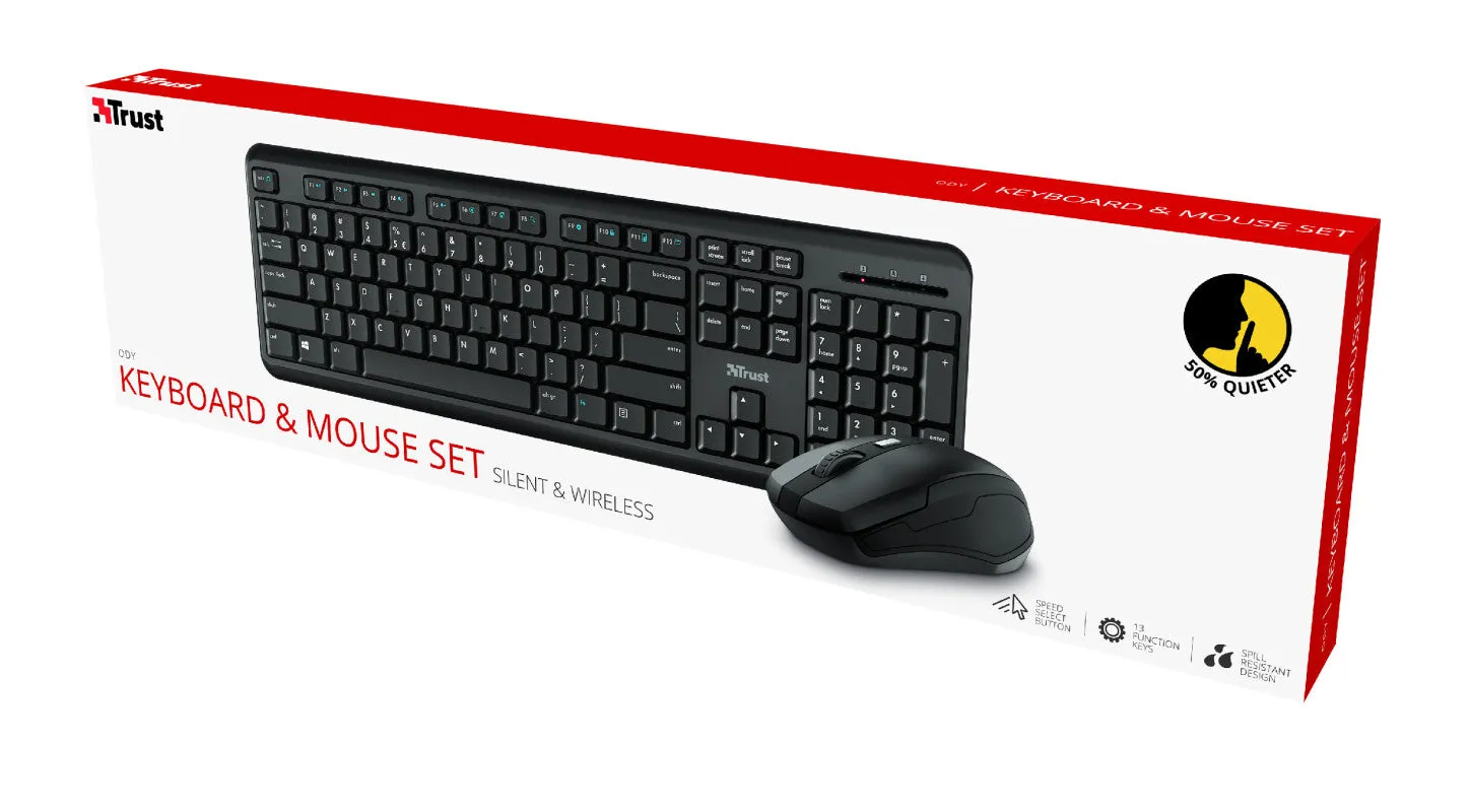 Trust ODY keyboard Mouse included Universal RF Wireless QWERTY UK English Black