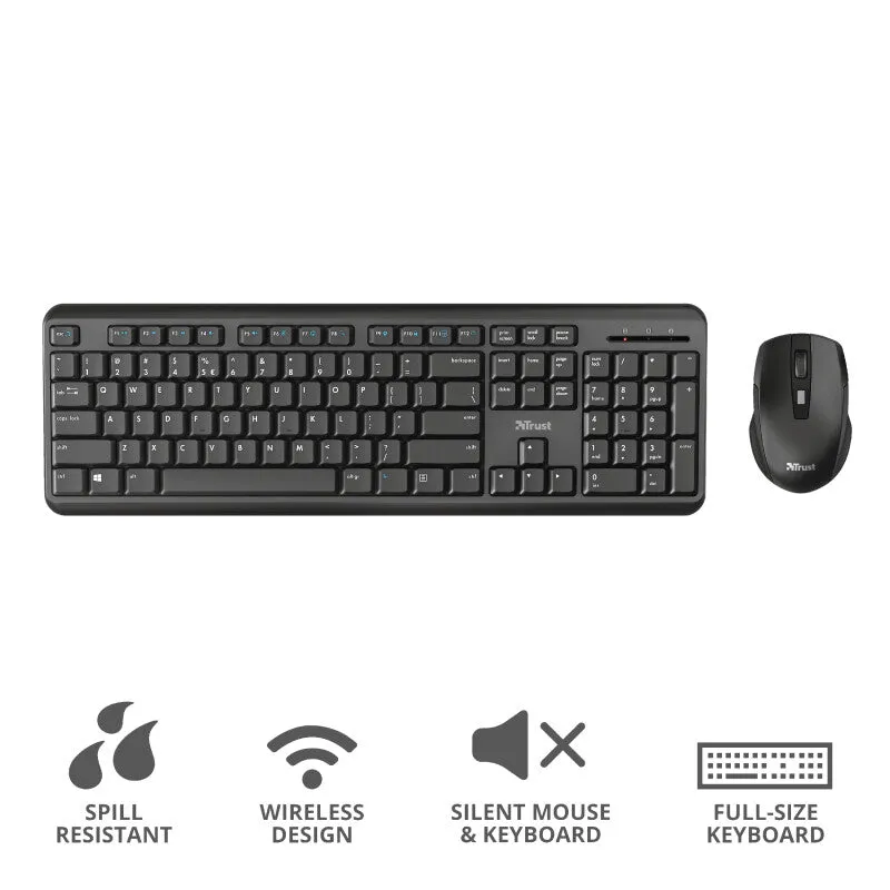 Trust ODY keyboard Mouse included Universal RF Wireless QWERTY UK English Black