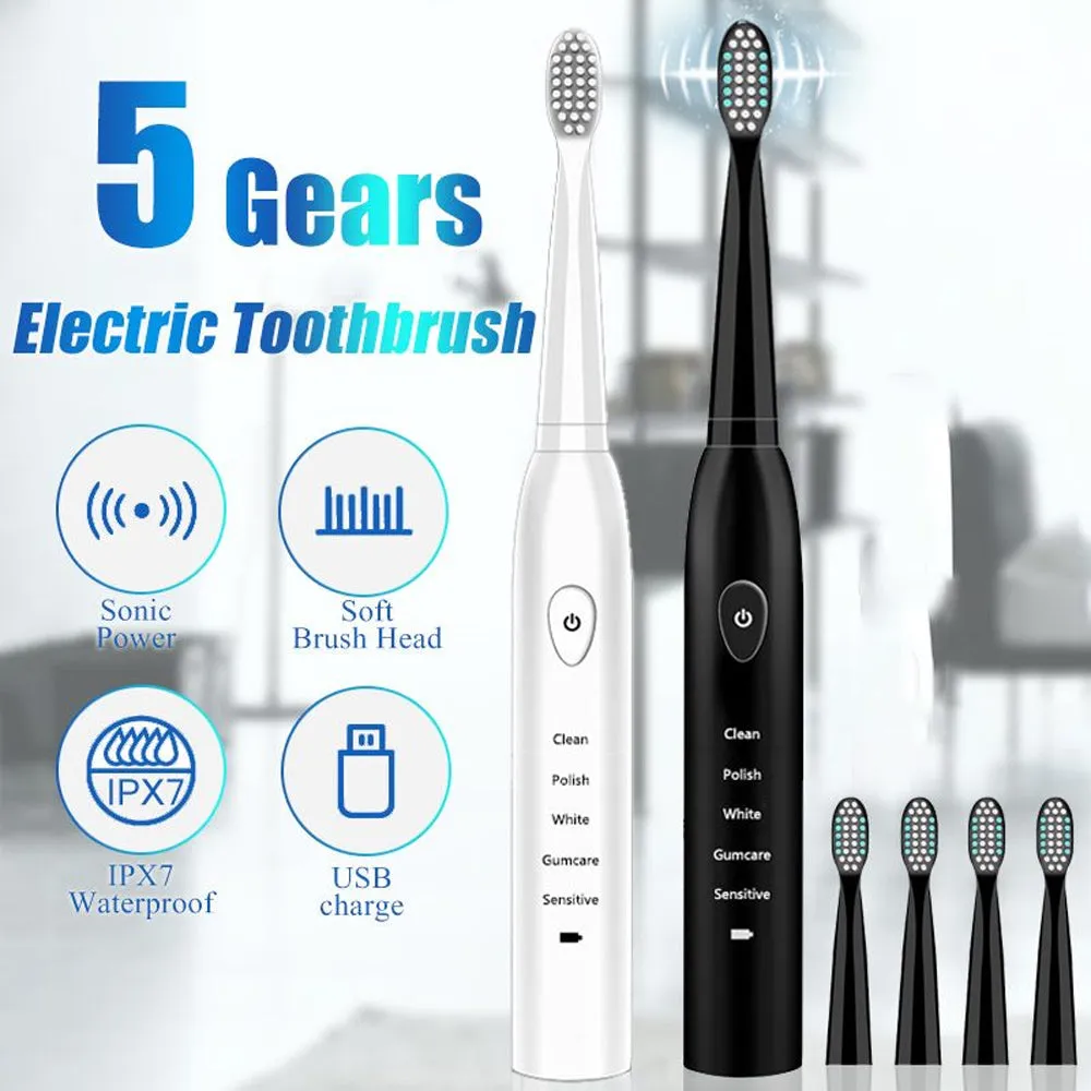 Ultrasonic Rechargeable Electronic Washable Toothbrush- USB Charging