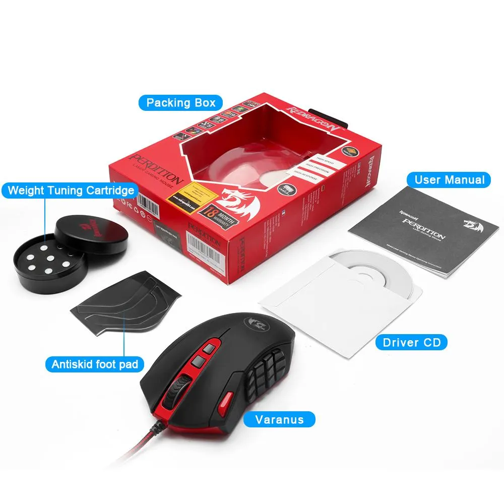 USB Gaming Mouse 19 buttons ergonomic design for gamer