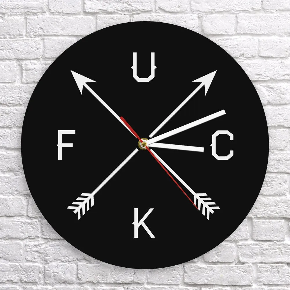 Vulgar Bachelor Party Wall Decor Office Wall Clock Mature Sweary Modern Novelty Wall Clock Four Letter Words F*#K Arrow Wall Art