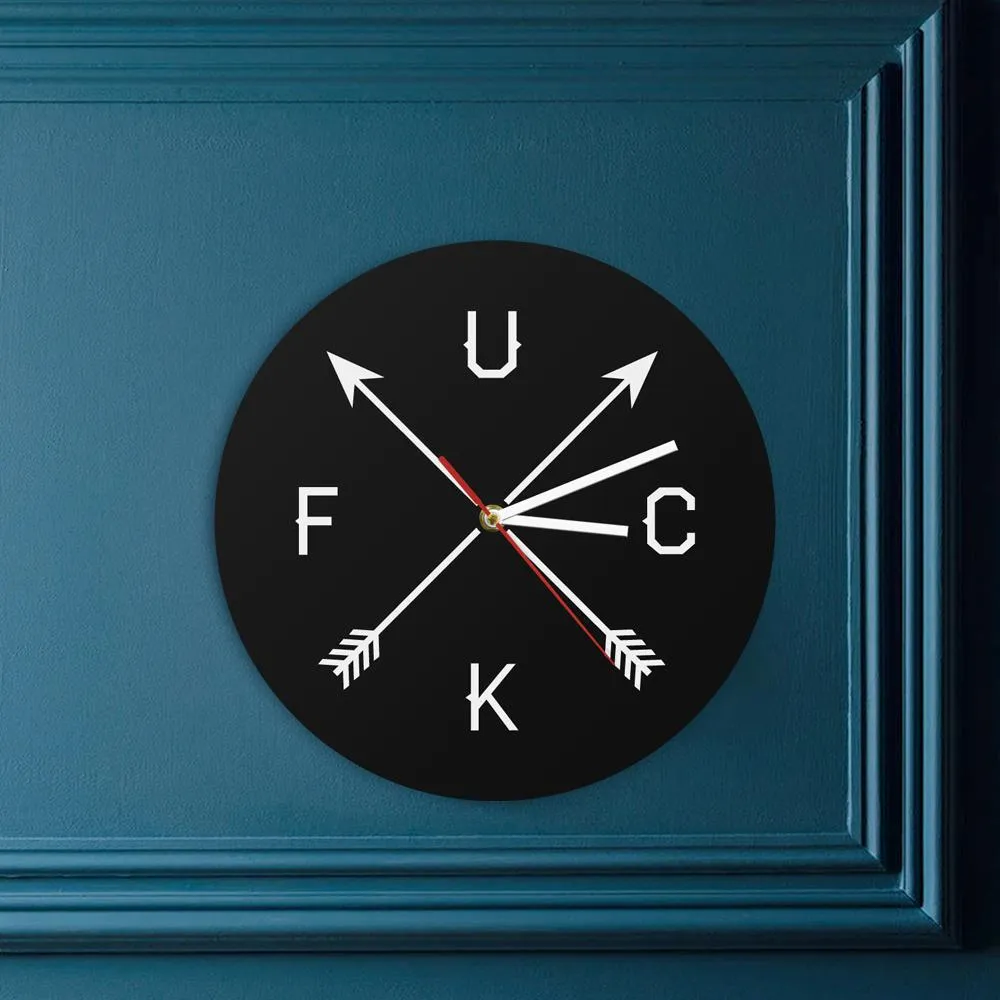 Vulgar Bachelor Party Wall Decor Office Wall Clock Mature Sweary Modern Novelty Wall Clock Four Letter Words F*#K Arrow Wall Art