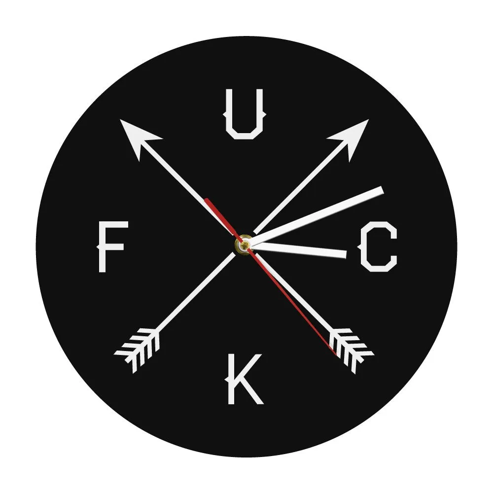 Vulgar Bachelor Party Wall Decor Office Wall Clock Mature Sweary Modern Novelty Wall Clock Four Letter Words F*#K Arrow Wall Art