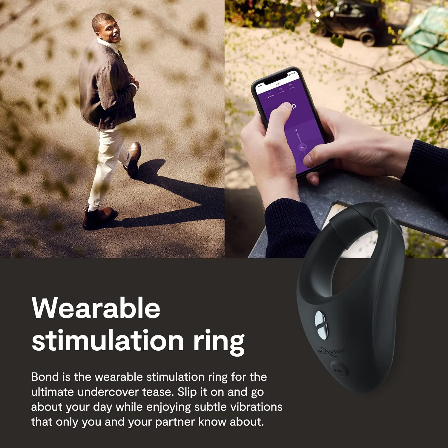 We Vibe BOND App Controlled Rechargeable Wearable Vibrating Cock Ring with Remote Control