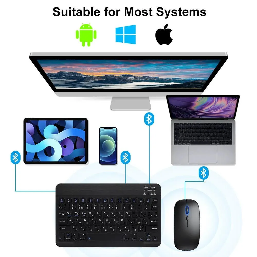 Wireless Bluetooth Keyboard and Mouse Set: Multi-Language Support for Tablets, Laptops & Mobile Devices - Ultimate Convenience and Connectivity