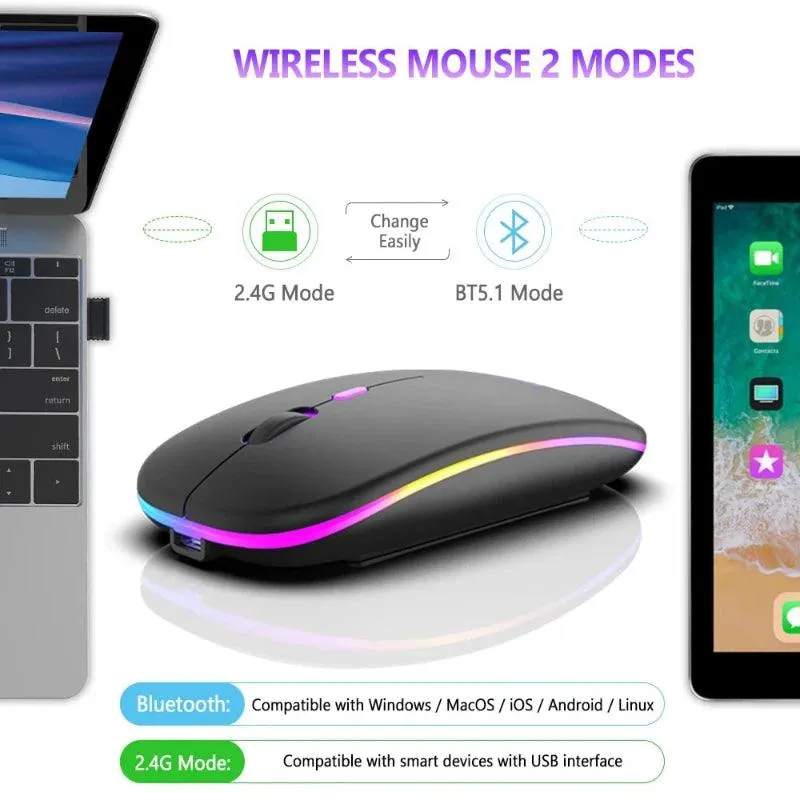 Wireless Mouse Bluetooth and 2.4GHz Dual Modes