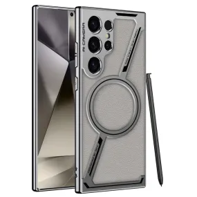 Z-shaped Plating Leather Magnetic Case For Samsung Galaxy S24 S23